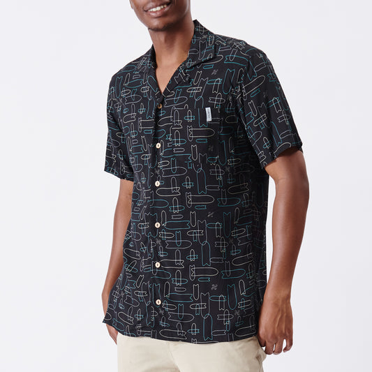 Line Art Short Sleeve Woven Shirt