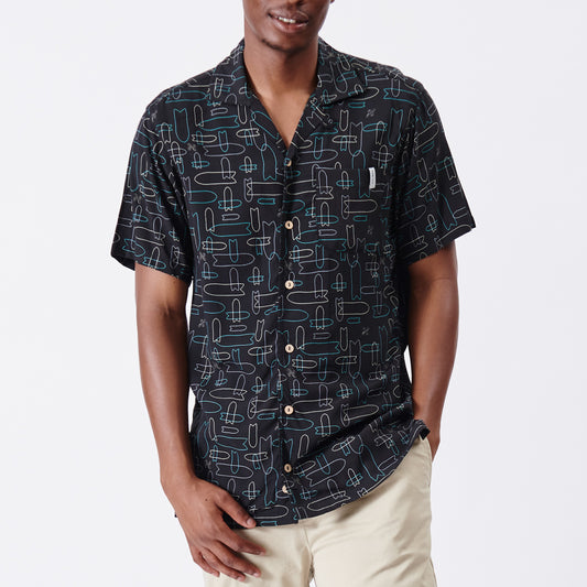 Line Art Short Sleeve Woven Shirt