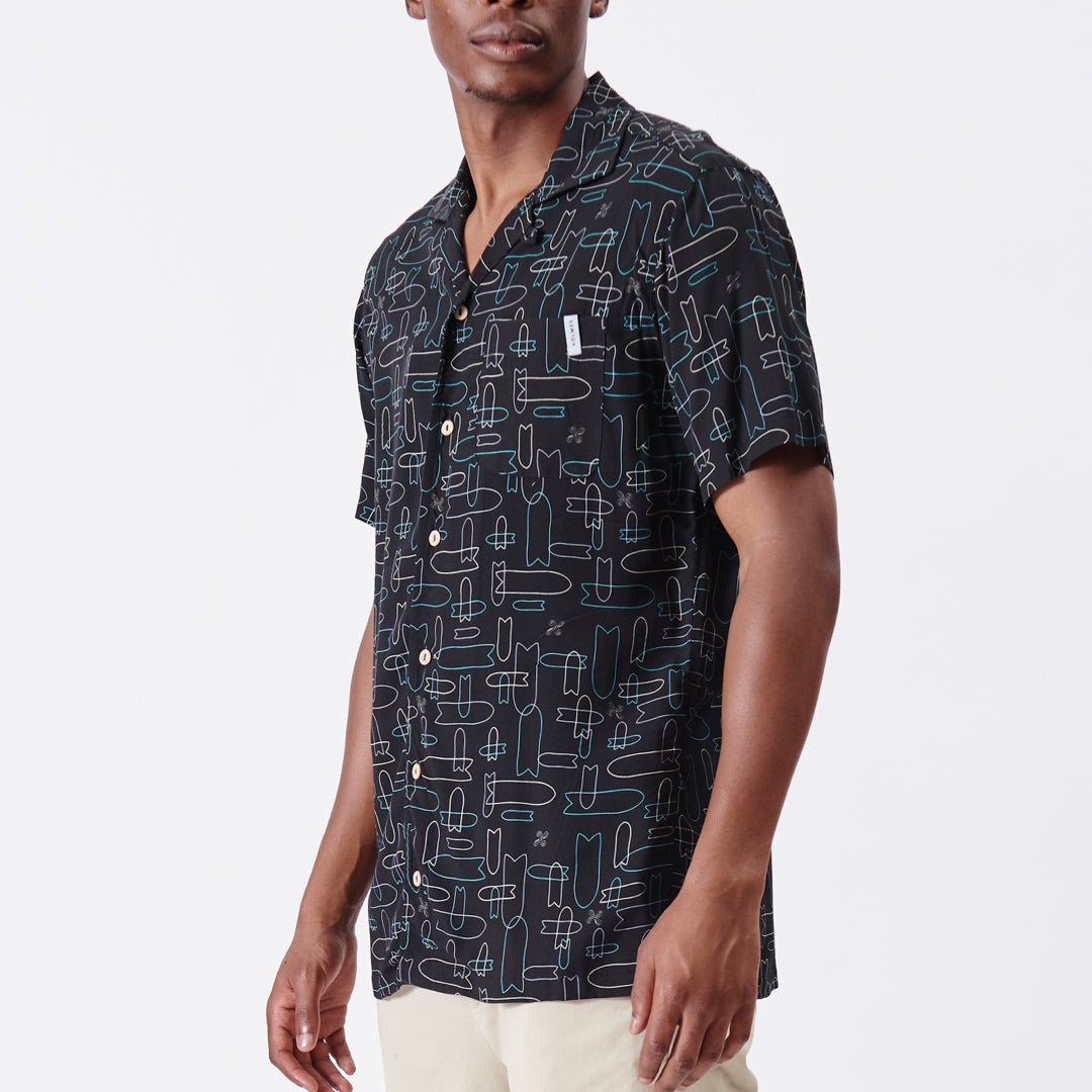 Line Art Short Sleeve Woven Shirt