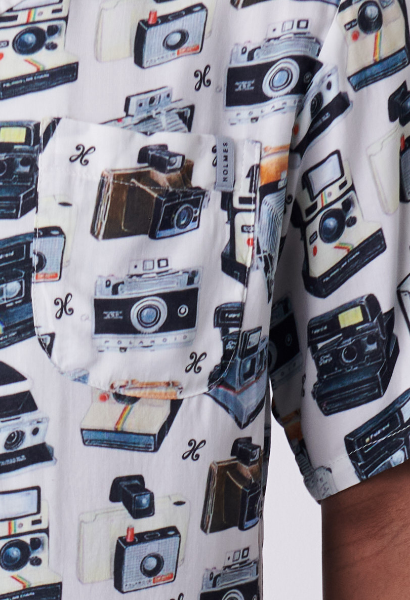 Vintage Cameras Button Up Short-Sleeve Shirt