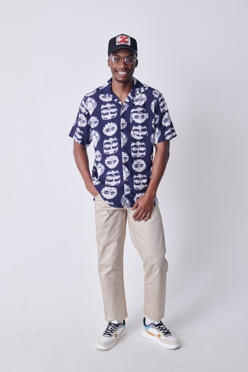 Holmes Bros Mask Button Up Short-Sleeve Shirt