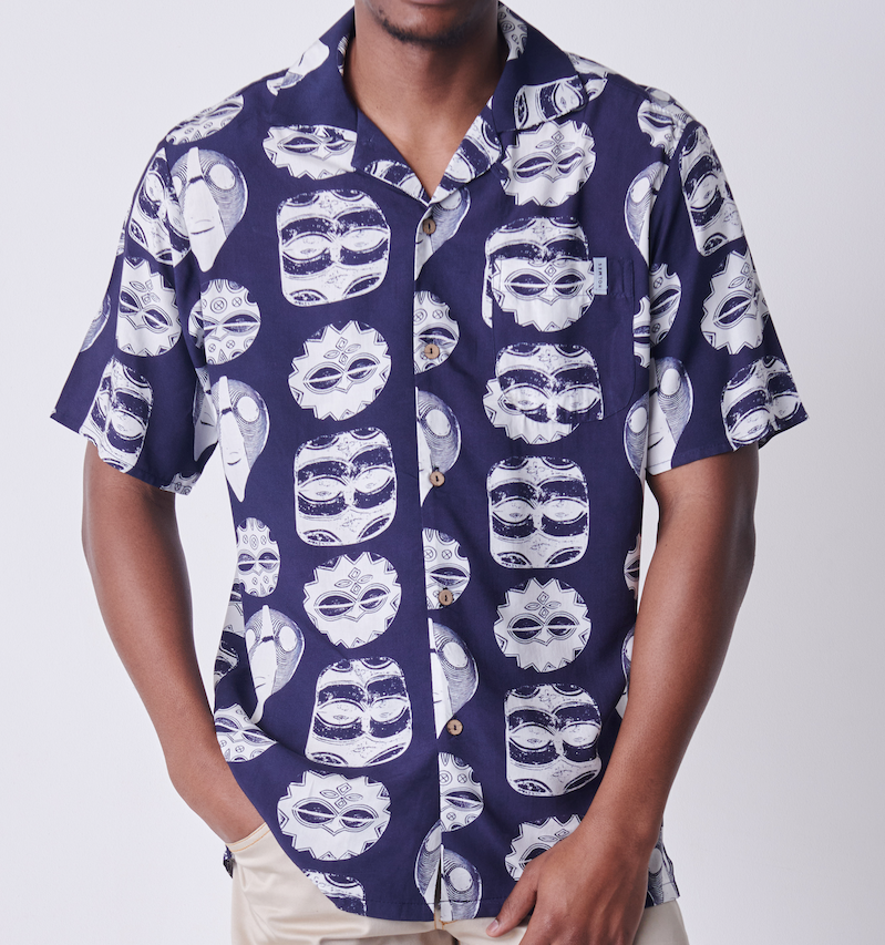 Holmes Bros Mask Button Up Short-Sleeve Shirt