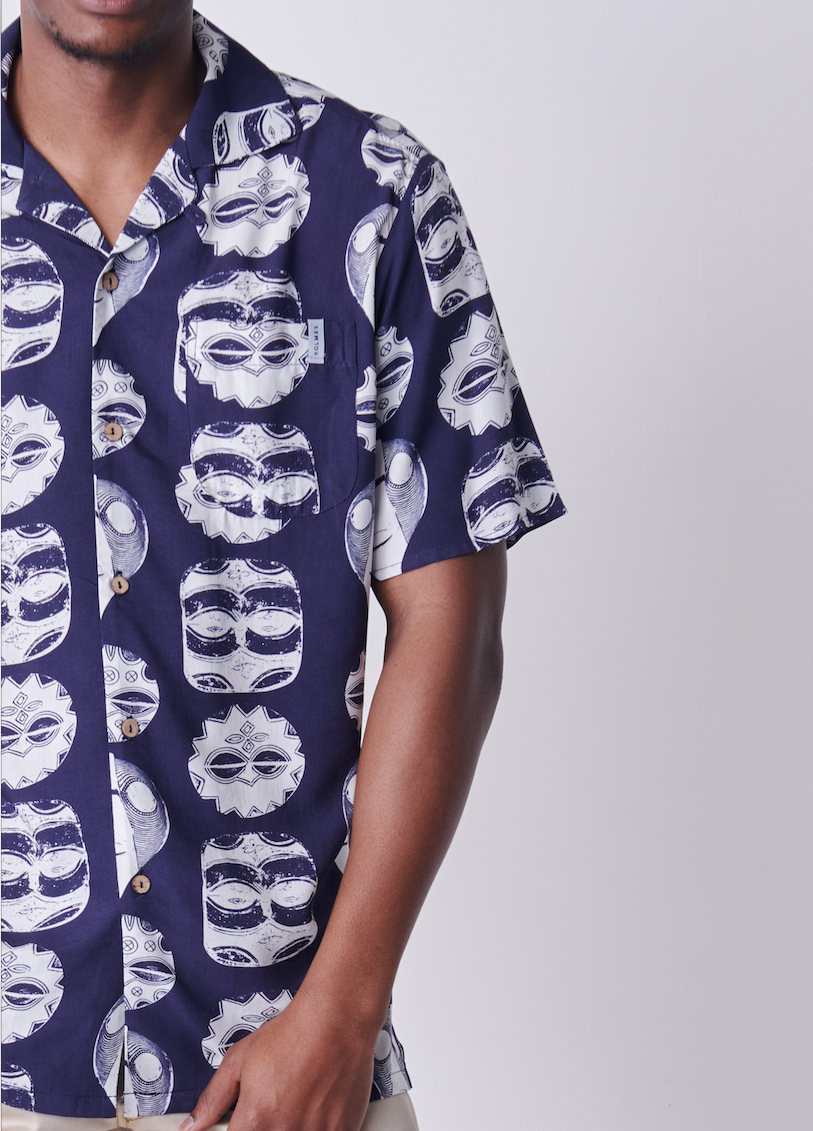 Holmes Bros Mask Button Up Short-Sleeve Shirt