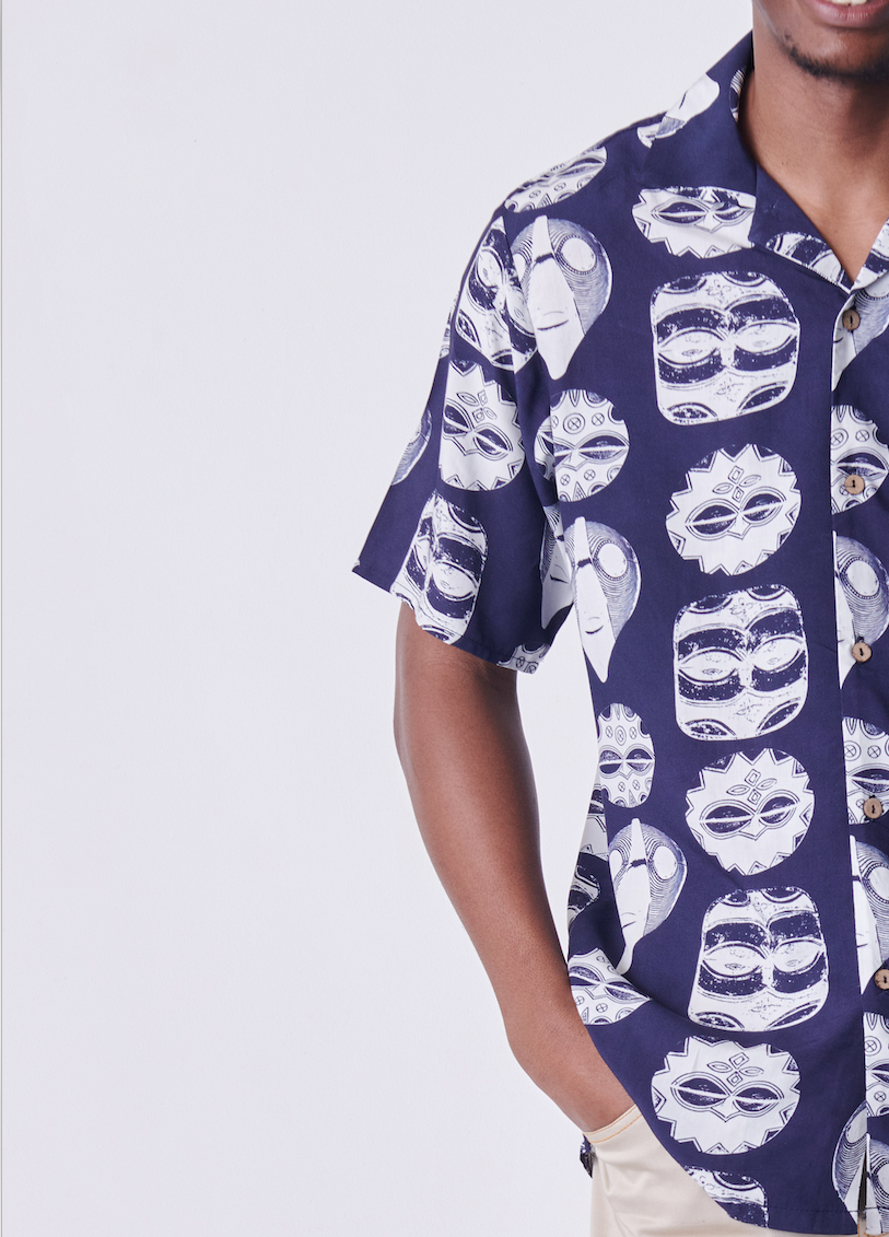 Holmes Bros Mask Button Up Short-Sleeve Shirt