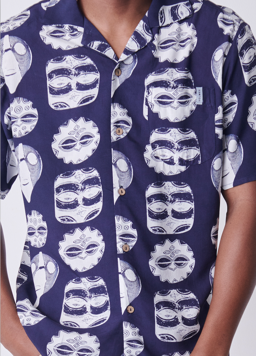 Holmes Bros Mask Button Up Short-Sleeve Shirt