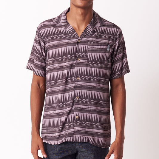 Holmes Bros African Jagged Edge Button Up Short-Sleeve Shirt