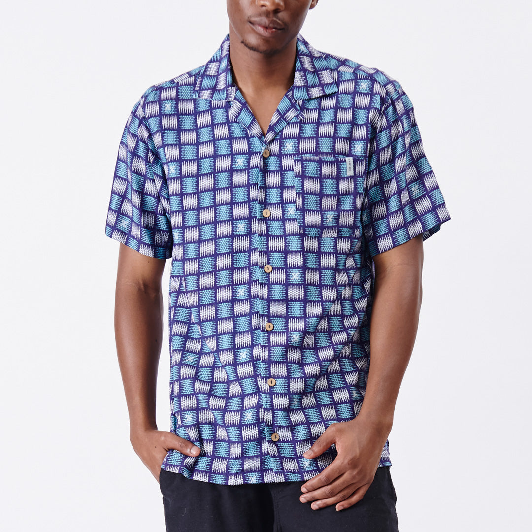 Basket Weave Short Sleeve Woven Shirt