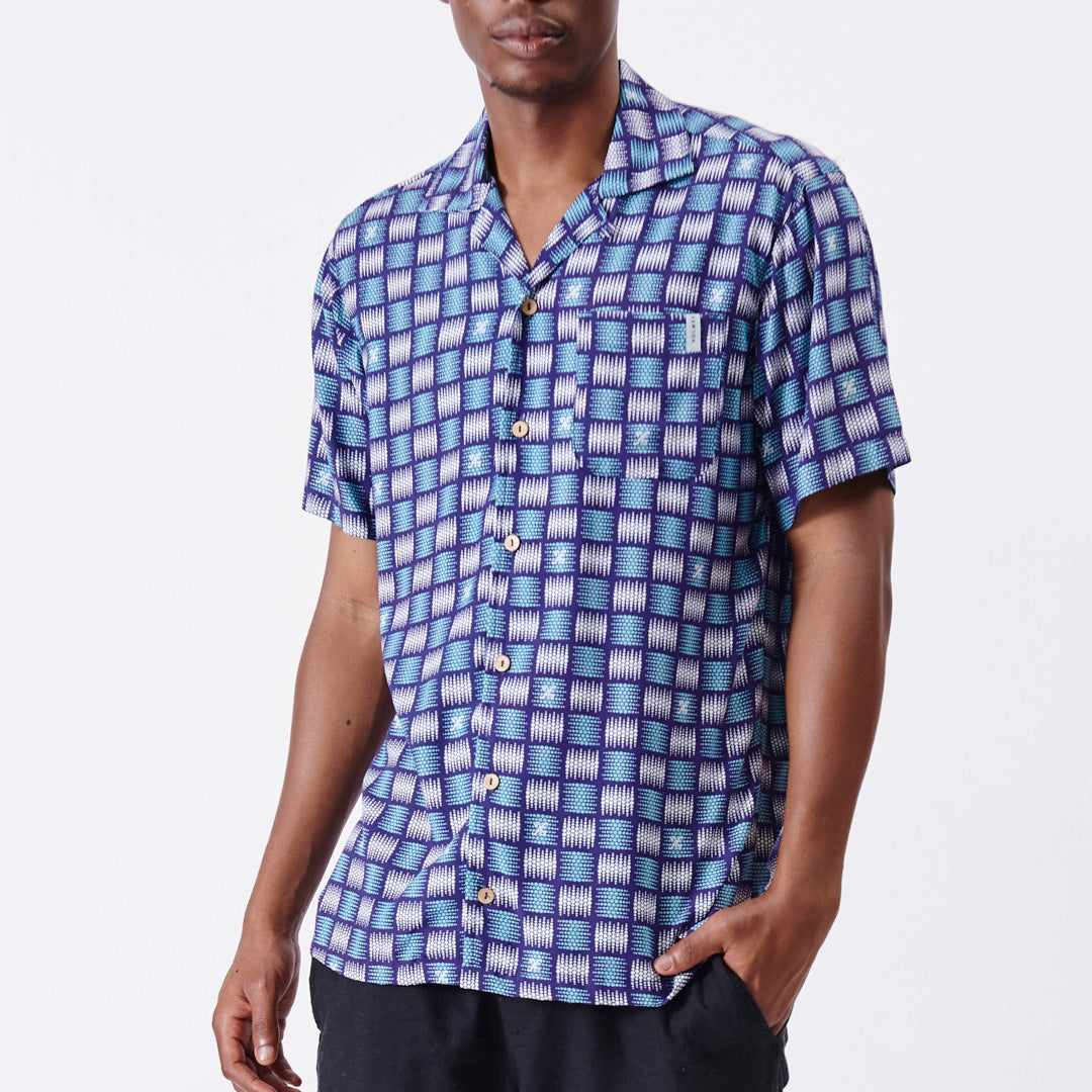Basket Weave Short Sleeve Woven Shirt