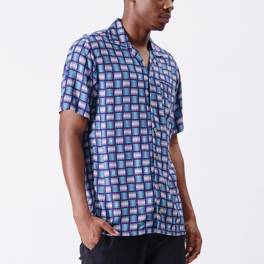 Basket Weave Short Sleeve Woven Shirt