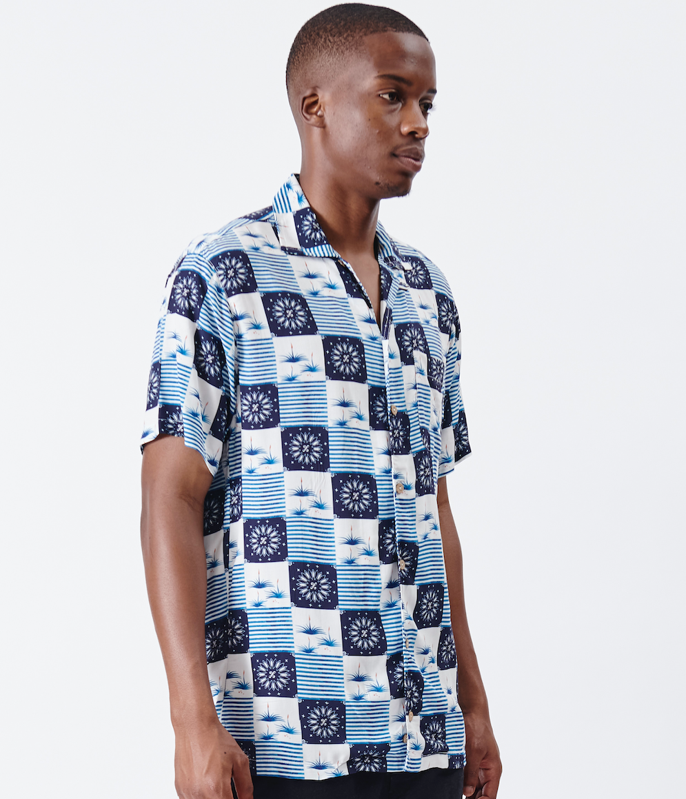 Holmes Bros Aloe Cocktail Button Up Short-Sleeve Shirt