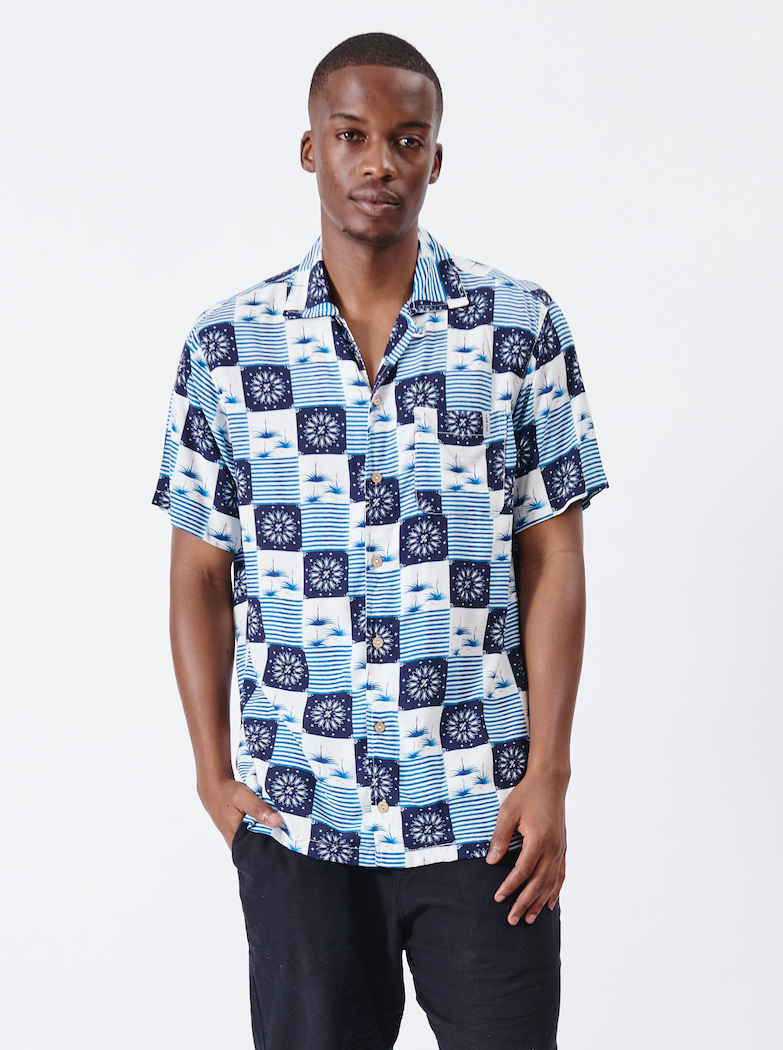 Holmes Bros Aloe Cocktail Button Up Short-Sleeve Shirt