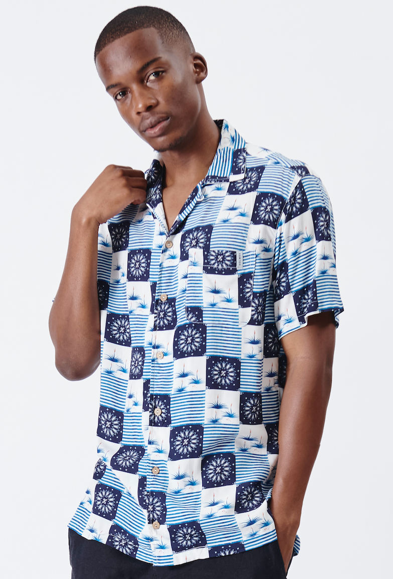 Holmes Bros Aloe Cocktail Button Up Short-Sleeve Shirt