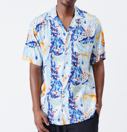 Holmes Bros Fish Hawaiian shirtShirt Button Up Short-Sleeve Shirt (Copy)