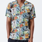 Holmes Bros African collage Hawaiian Button Up Short-Sleeve Shirt