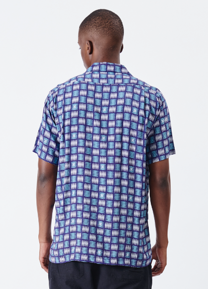 Holmes Bros Basket Weave Hawaiian Button Up Short-Sleeve Shirt